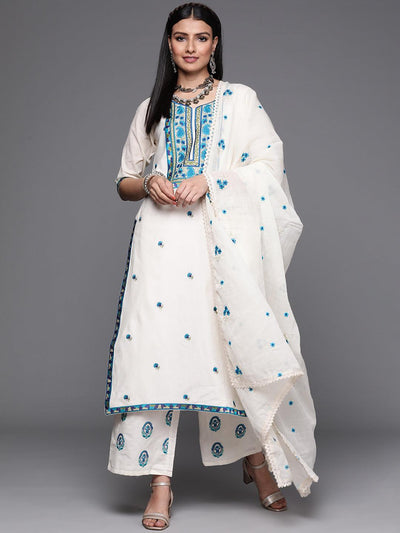 Atasi Women's Designer Anarkali White Salwar Suit Ethnic Indian Cotton  Dress-10 - Walmart.com